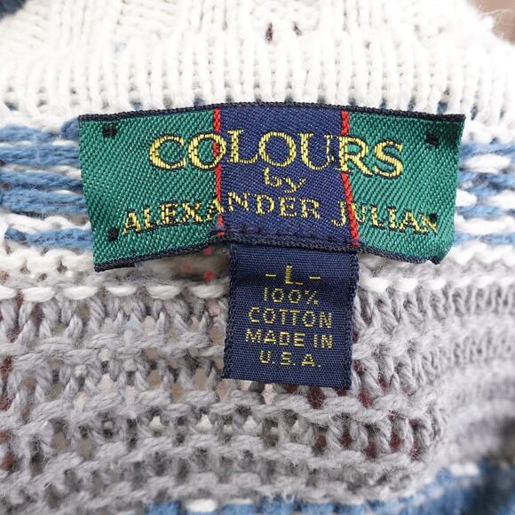 Vintage Colours by Alexander Julian Sweater Mens Large Knit Pullover USA 90s - Picture 6 of 8